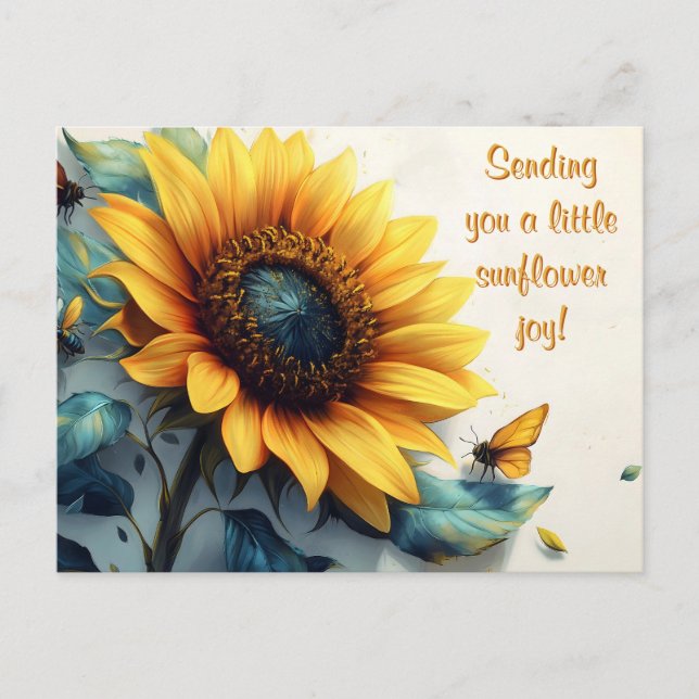 Cartes Pour Fêtes Annuelles Tournesol avec papillons avec texte personnalisabl (Devant)