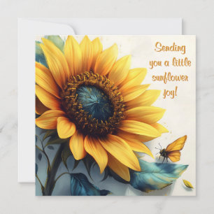 Cartes Pour Fêtes Annuelles Tournesol avec papillons avec texte personnalisabl