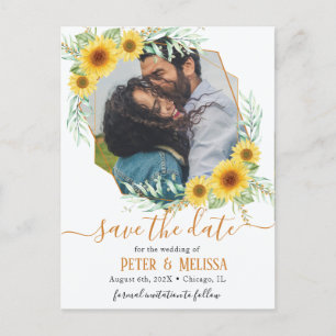 Cartes Pour Fêtes Annuelles Tournesol photo géométrique Enregistrer la date