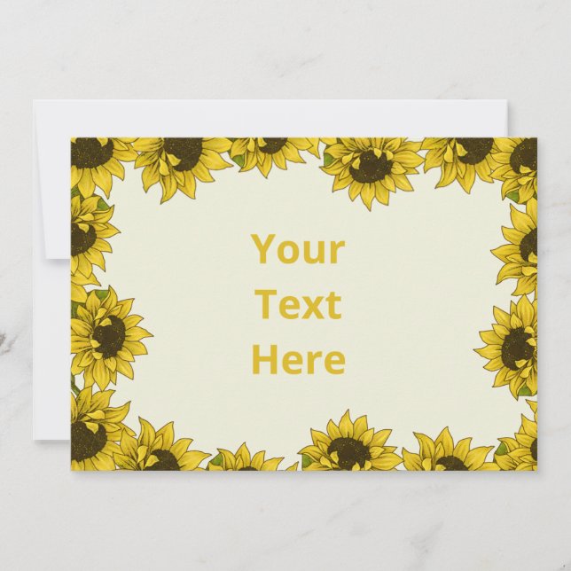 Cartes Pour Fêtes Annuelles Tournesol Rustique Bordé Toutes les Occasions Cart (Devant)