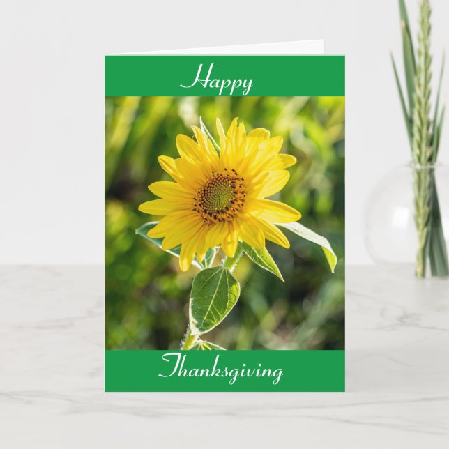 CARTES POUR FÊTES ANNUELLES TOURNESOLS POUR UN VŒU DE "ACTION DE GRÂCE HEUREUS (Devant)