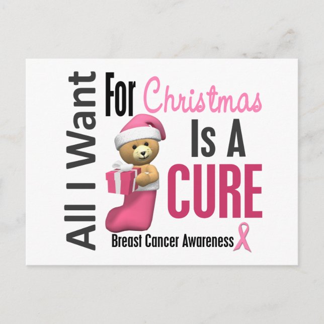 Cartes Pour Fêtes Annuelles Tous que je veux pour le cancer du sein de Noël (Devant)