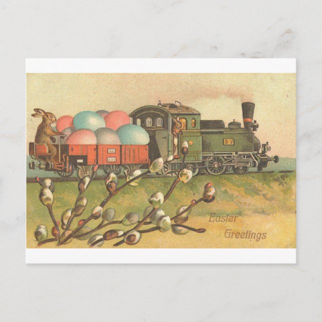 Cartes Pour Fêtes Annuelles Tout à bord ! Le train de Pâques ! (Devant)