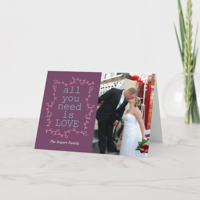 Cartes Pour Fêtes Annuelles tout ce dont vous avez besoin, c'est d'amour (Devant)