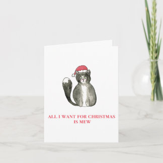 Cartes Pour Fêtes Annuelles "Tout ce que je veux pour Noël c'est du Mew" Chat