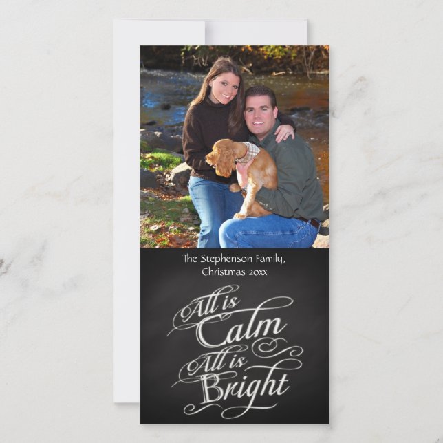 Cartes Pour Fêtes Annuelles Tout est Calme Chalkboard Noël (Devant)
