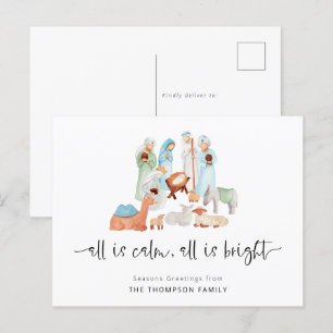 Cartes Pour Fêtes Annuelles Tout Est Calme Nativité Joyeuses Fêtes Noël