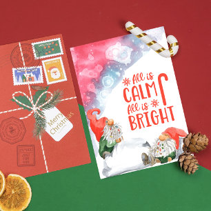 Cartes Pour Fêtes Annuelles Tout est calme Tout est brillant Noël Gnomes