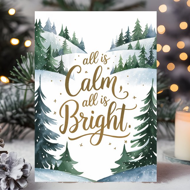 Cartes Pour Fêtes Annuelles Tout Est Calme Tout Est Lumineux Noël (Créateur téléchargé)