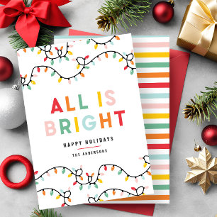 Cartes Pour Fêtes Annuelles Tout est lumineux fun moderne brillant Noël scinti