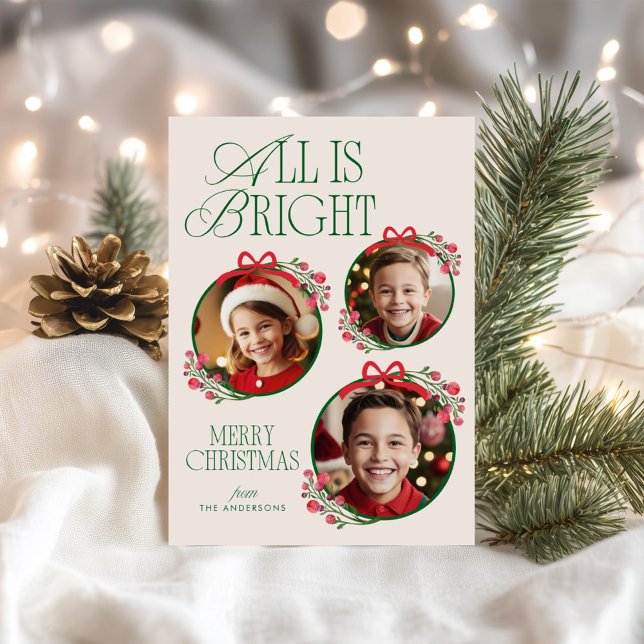 Cartes Pour Fêtes Annuelles Tout est lumineux mignon Baubles Photo (Créateur téléchargé)