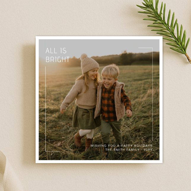 Cartes Pour Fêtes Annuelles Tout Est Lumineux Moderne Famille Enfants Photo No (Créateur téléchargé)