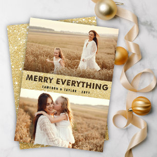 Cartes Pour Fêtes Annuelles Tout Joyeux Paillettes Dorées Découpage Photo Élég