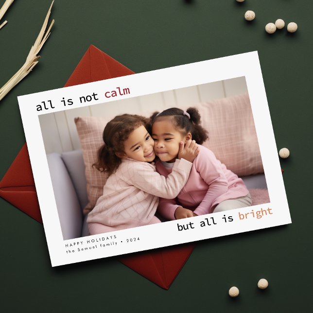Cartes Pour Fêtes Annuelles Tout N'Est Pas Calme Amusant Photo Famille Noël (Créateur téléchargé)