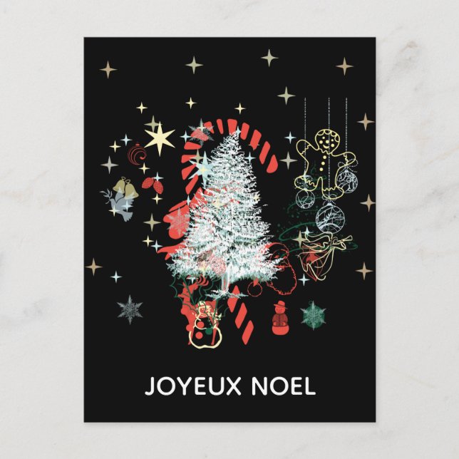 Cartes Pour Fêtes Annuelles Tout Noël Joyeux Noel Sucre de canne Noir (Devant)