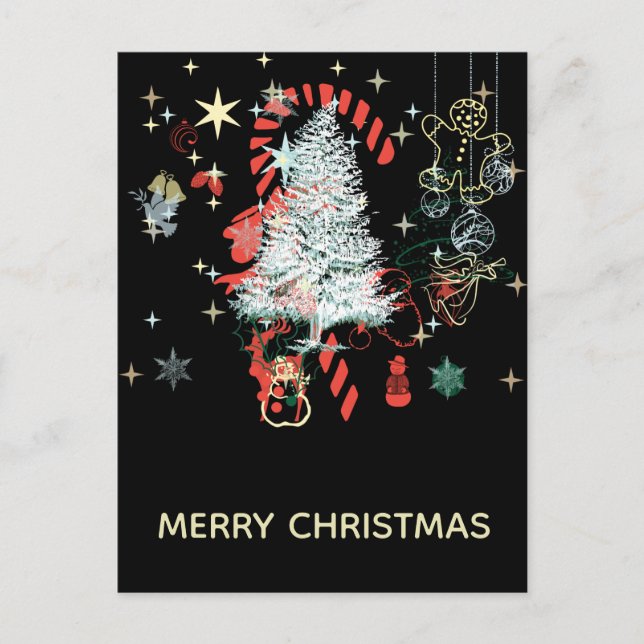 Cartes Pour Fêtes Annuelles Tout Sucre de canne de Noël Arbres Noirs (Devant)