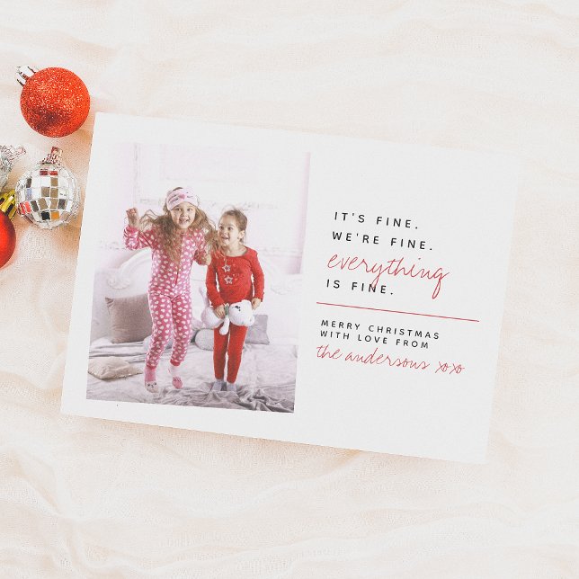 Cartes Pour Fêtes Annuelles Tout Va Bien | Funny Christmas Holiday Photo (Créateur téléchargé)