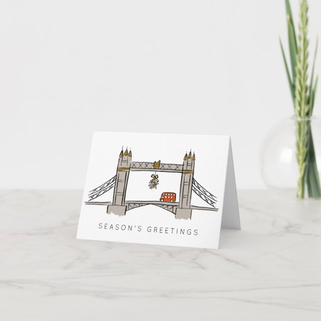 Cartes Pour Fêtes Annuelles Tower Bridge London Double Decker Noël (Devant)