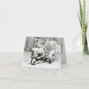Cartes Pour Fêtes Annuelles Tracteur couvert de neige