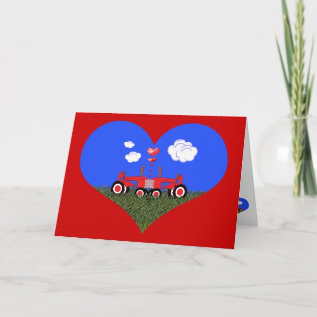 Cartes Pour Fêtes Annuelles Tracteurs de baiser sous les coeurs (Devant)