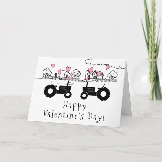 Cartes Pour Fêtes Annuelles Tracteurs mignons dans LOVE Farm Heureuse Sainte-V (Devant)