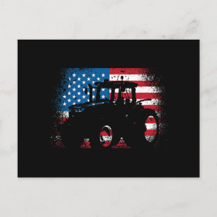 Cartes Pour Fêtes Annuelles Tractor USA Drapeau design pour Patriotic Farmer