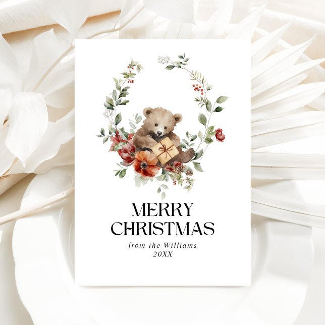 Cartes Pour Fêtes Annuelles Tradition florale Elégante aquarelle Joyeux Noël (Créateur téléchargé)