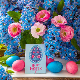 Cartes Pour Fêtes Annuelles Tradition ukrainienne Pysanka Blue Pink Oeuf de Pâ