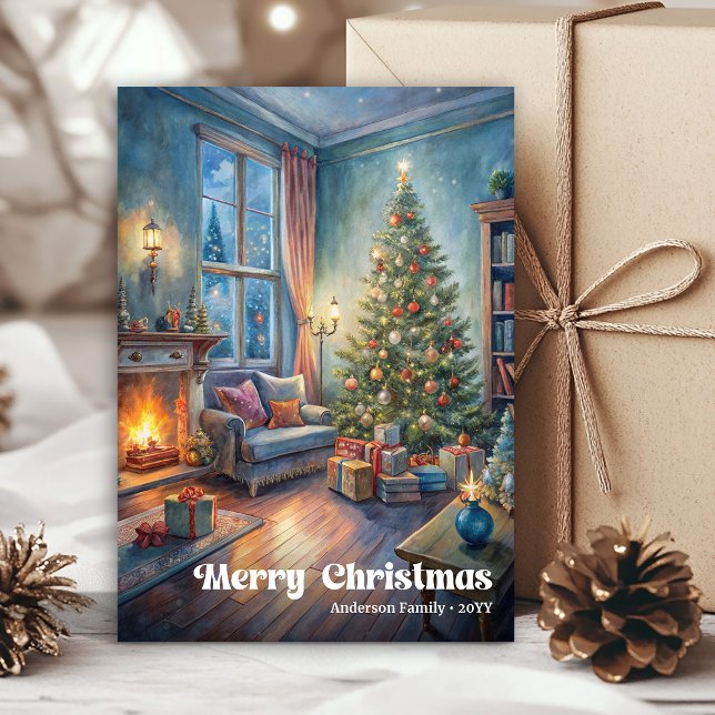 Cartes Pour Fêtes Annuelles Traditional festive scene card red green lettering (Traditional festive scene card red green lettering

)