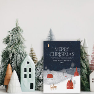 Cartes Pour Fêtes Annuelles Traditional Rustic Navy Red Winter Merry Christmas