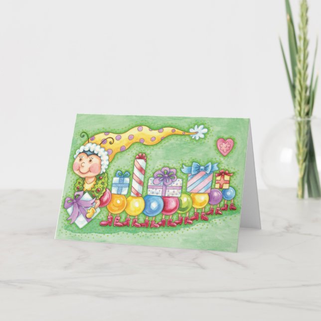 Cartes Pour Fêtes Annuelles Train à chenille de Noël avec présentoirs (Devant)