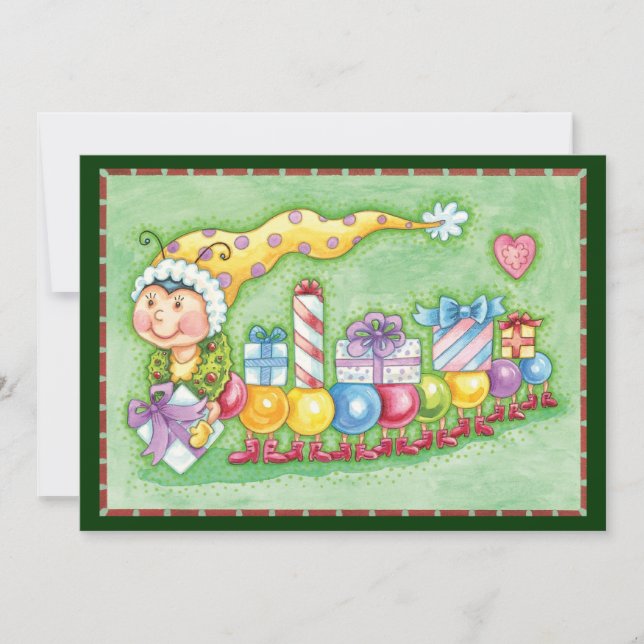Cartes Pour Fêtes Annuelles Train à chenille de Noël avec présentoirs (Devant)