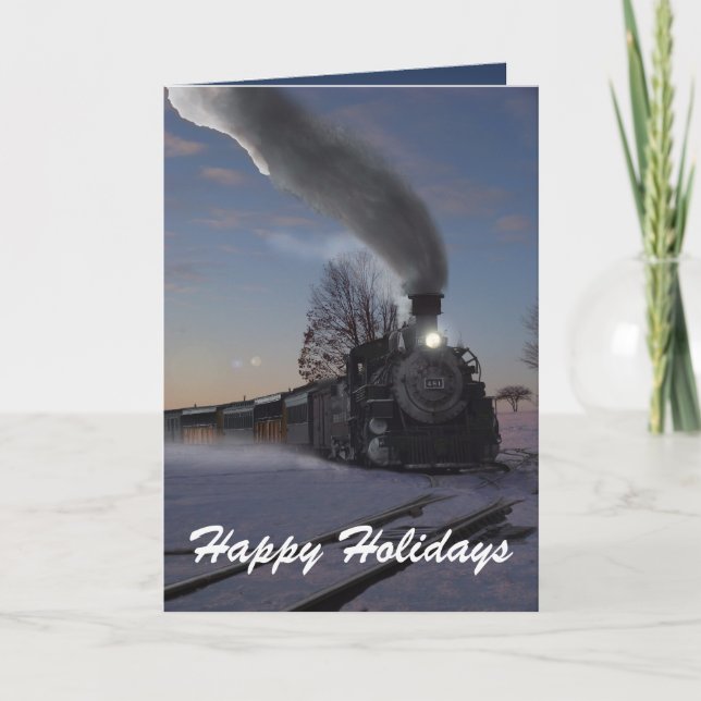 Cartes Pour Fêtes Annuelles Train de Noël (Devant)