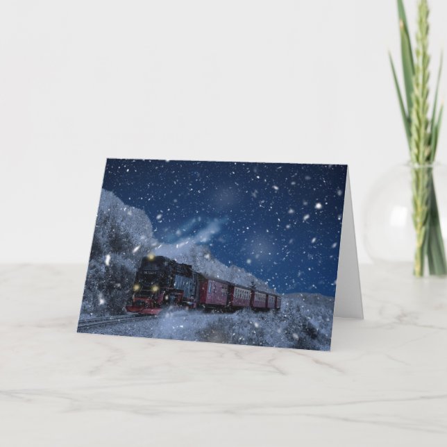 Cartes Pour Fêtes Annuelles Train de Noël (Devant)