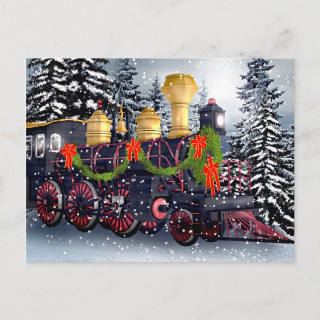 Cartes Pour Fêtes Annuelles Train de Noël (Devant)