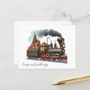 Cartes Pour Fêtes Annuelles Train de Noël festif ajouter un message