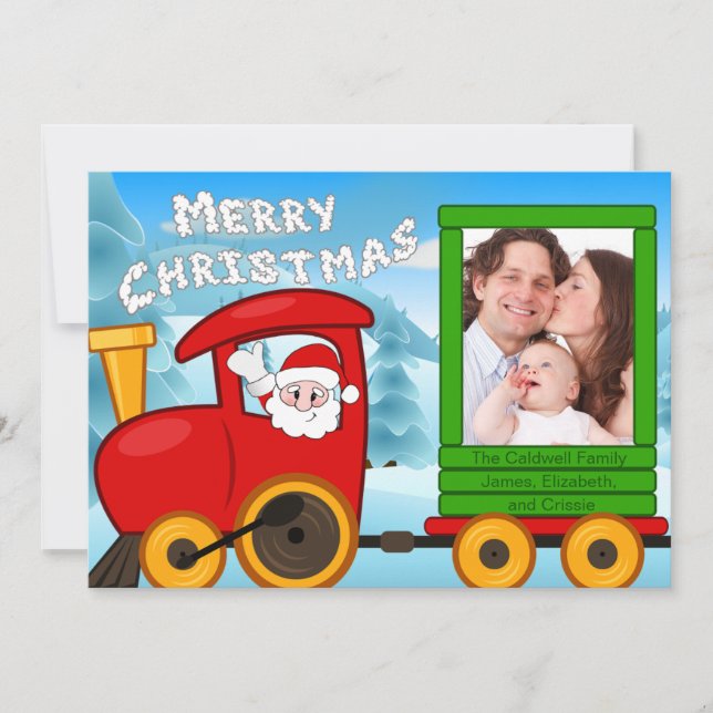Cartes Pour Fêtes Annuelles Train de Noël Père Noël (Devant)