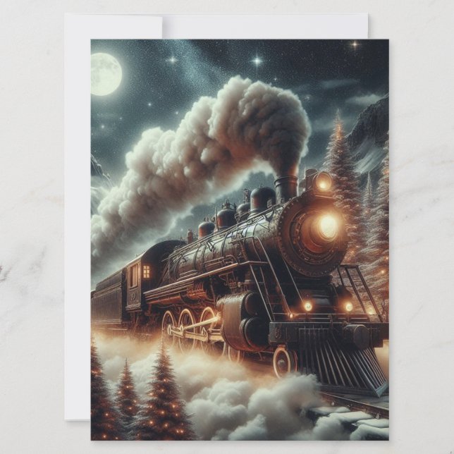 Cartes Pour Fêtes Annuelles Train de nuit d'hiver/Noël (Devant)