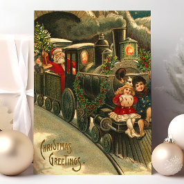 Cartes Pour Fêtes Annuelles Train de voeux de Noël Vintage