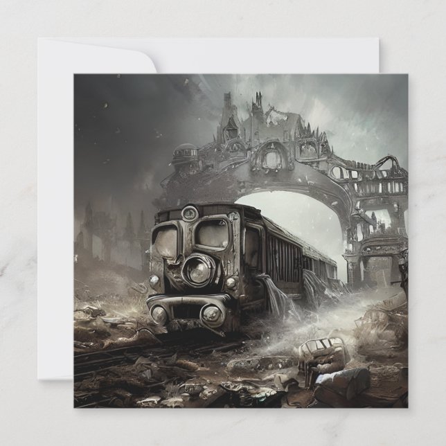 Cartes Pour Fêtes Annuelles Train fantôme hanté de locomotive  (Devant)
