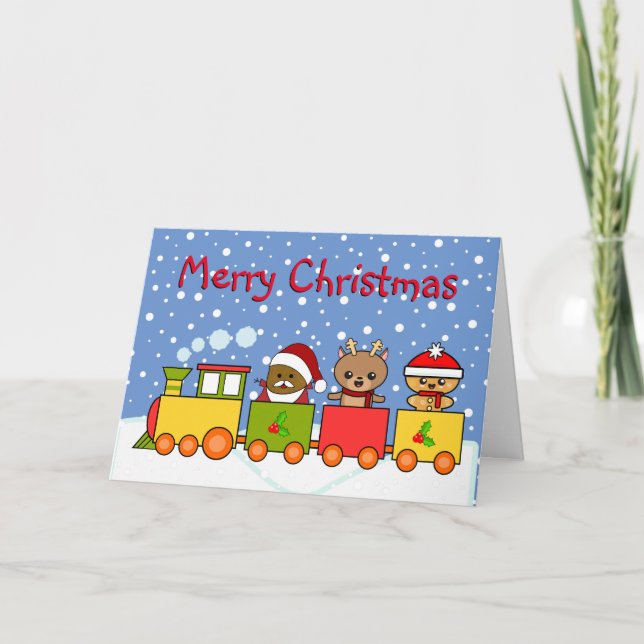 Cartes Pour Fêtes Annuelles Train festif de Noël (Devant)