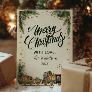 Cartes Pour Fêtes Annuelles Train Vintage de Noël et cadeaux
