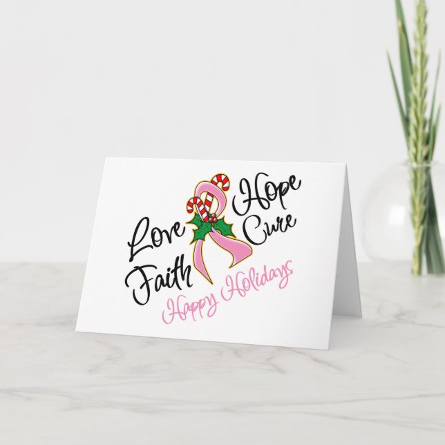Cartes Pour Fêtes Annuelles Traitement d'amour d'espoir de cancer du sein (Devant)