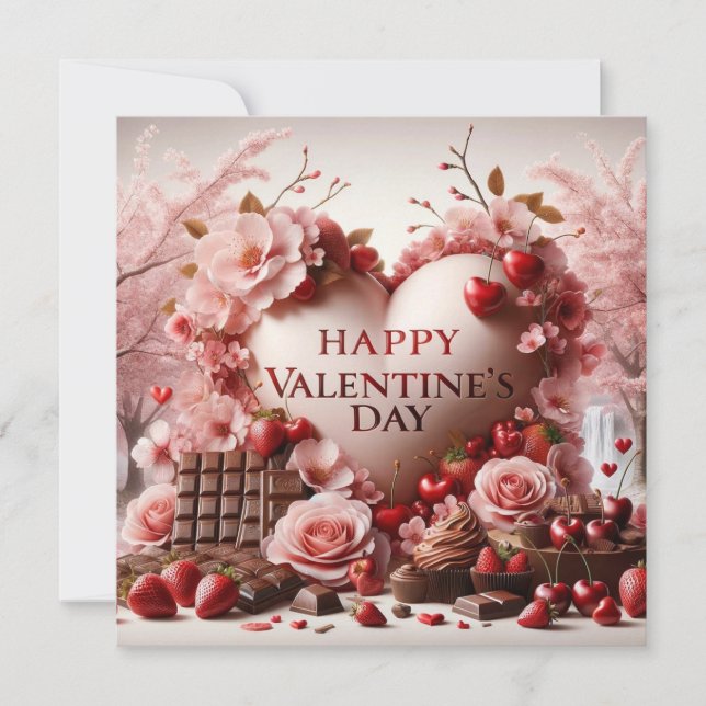 Cartes Pour Fêtes Annuelles Traitements de la Saint-Valentin heureux (Devant)