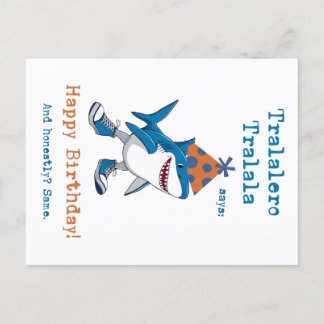 Cartes Pour Fêtes Annuelles Tralalero Tralala Cartoon Shark Funny Anniversaire