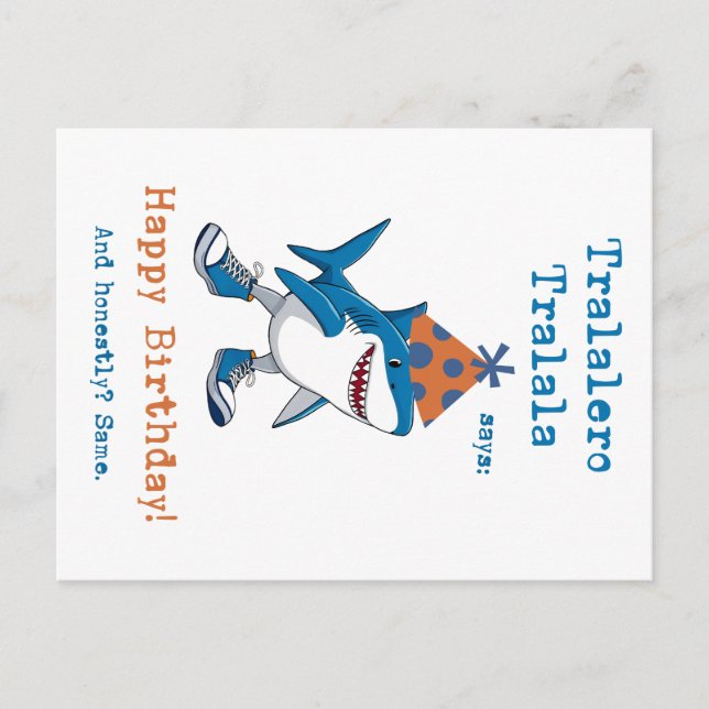 Cartes Pour Fêtes Annuelles Tralalero Tralala Cartoon Shark Funny Anniversaire (Devant)