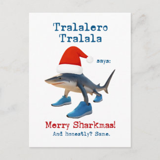 Cartes Pour Fêtes Annuelles Tralalero Tralala Requin en Chapeau de Père Noël