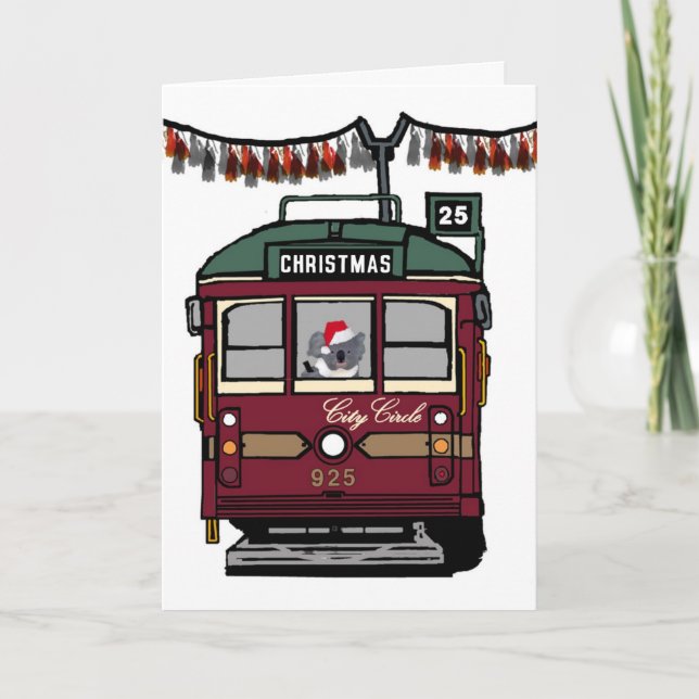 Cartes Pour Fêtes Annuelles Tram de Noël (Devant)