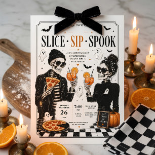 Cartes Pour Fêtes Annuelles Tranches Fête Fantôme Halloween Soirée Pizza