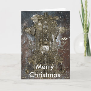 Cartes Pour Fêtes Annuelles Transport spatial de Steampunk de Joyeux Noël